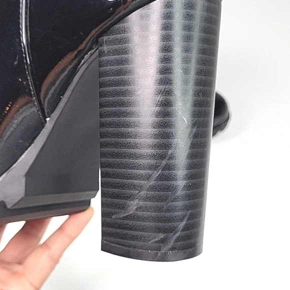 Just Fab Black Lug Sole Block Patent Leather Boots - Picture 11 of 17
